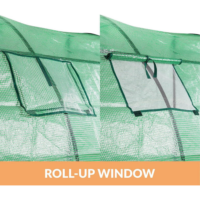 Walk-In Lean-to Wall Greenhouse - Heavy Duty Garden Plant Grow House with 2 Zippered Roll-Up Doors