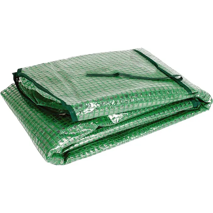 Replacement Reinforced Green PE Cover for Large Walk-In Greenhouse - Heavy Duty 130gsm with 2 Mesh Windows