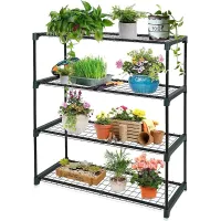 4 Tier Greenhouse Staging and Shelving Racks - Free Standing Outdoor Plant Stand - Tiered Garden Rack for Potting