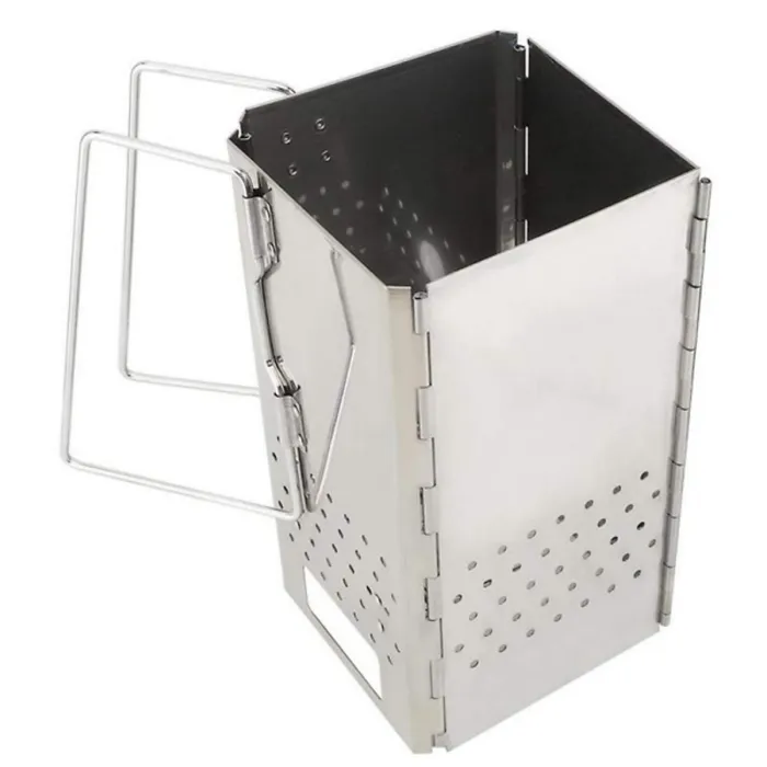 Chimney Starter with Bottom Holes for Quick Ignition of Charcoal Briquettes or Lumpwood