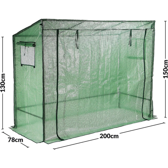 Walk-In Tomato Greenhouse with Roll-Up Door, 200x78x130/150cm Size for Gardening Needs