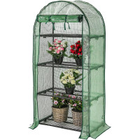 Compact 4-Tier Portable Greenhouse with Weatherproof PE Cover & Shelves