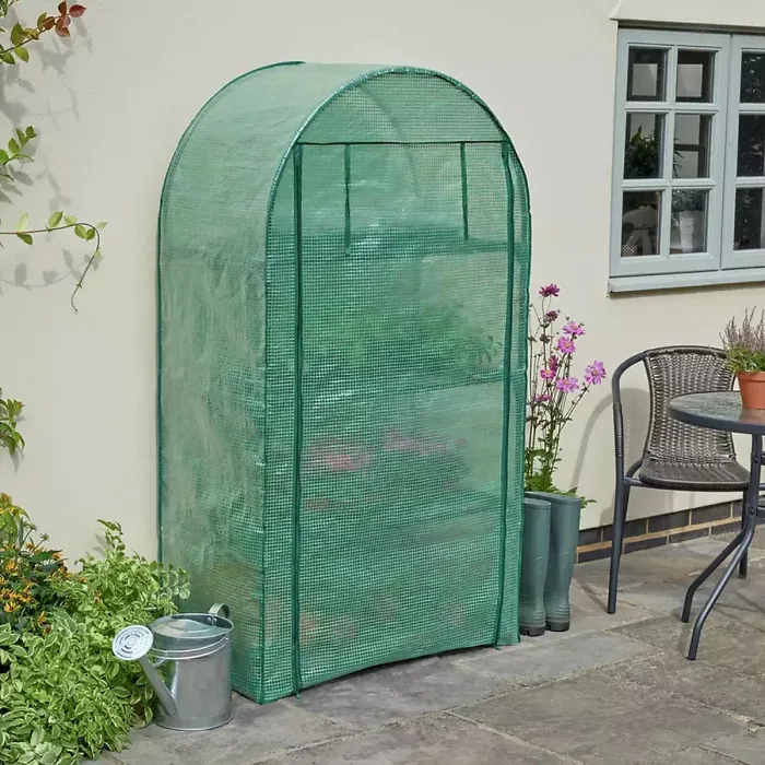 Compact 4-Tier Portable Greenhouse with Weatherproof PE Cover & Shelves
