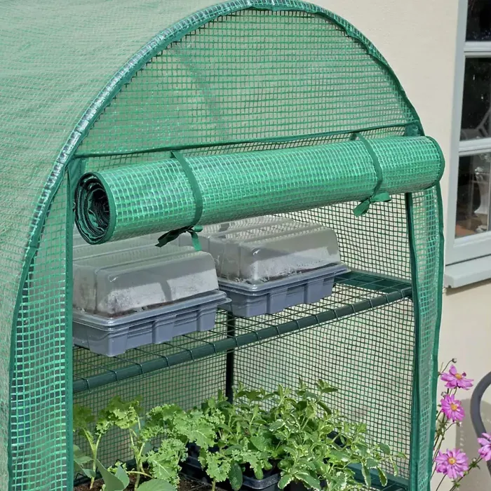 Compact 4-Tier Portable Greenhouse with Weatherproof PE Cover & Shelves