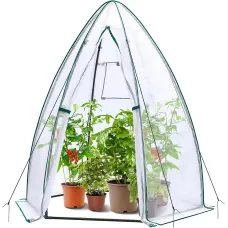 Portable Tent-Style Greenhouse, Weatherproof Plant Protector with PE Cover and Zippered Openings