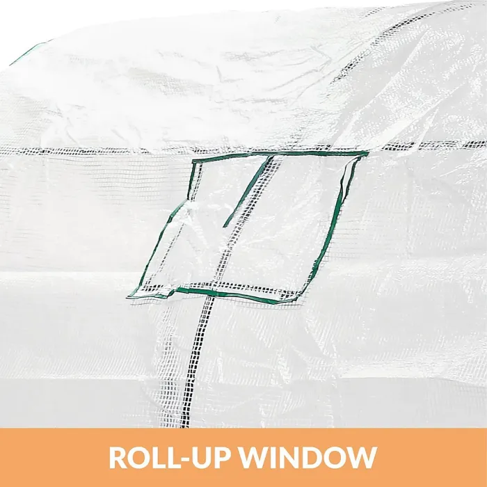 Heavy-Duty Walk-In Lean-To Greenhouse with Double Zippered Roll-Up Doors, Garden Plant Grow House