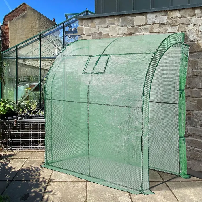Walk-In Lean-To Greenhouse with 2 Roll-Up Zippered Doors, Heavy-Duty Plant Grow House