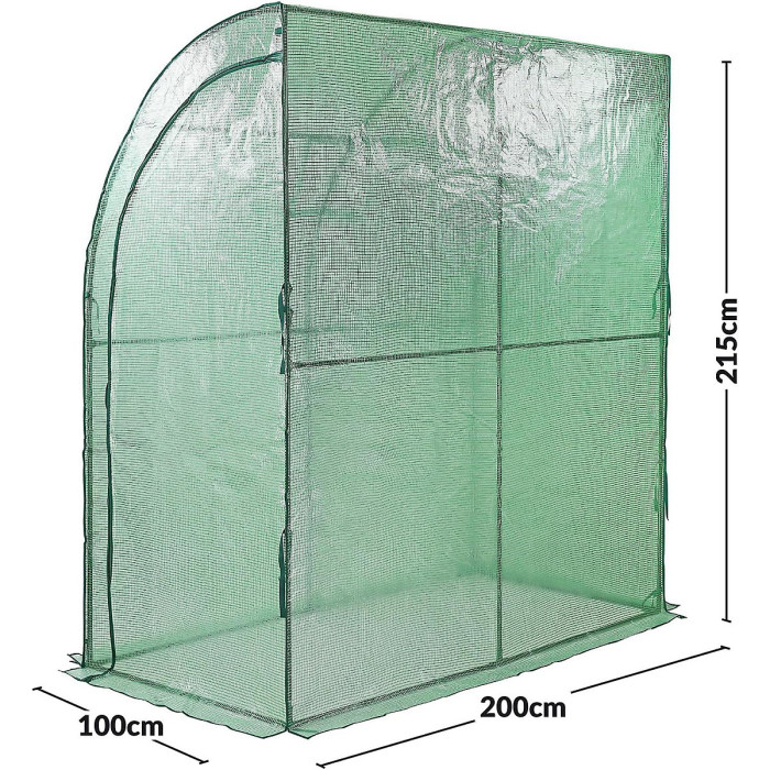 Walk-In Lean-To Greenhouse with 2 Roll-Up Zippered Doors, Heavy-Duty Plant Grow House