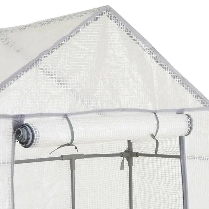 Reinforced PVC Greenhouse Cover with Rollable Zippered Door, High-Quality Mesh-Lined Design