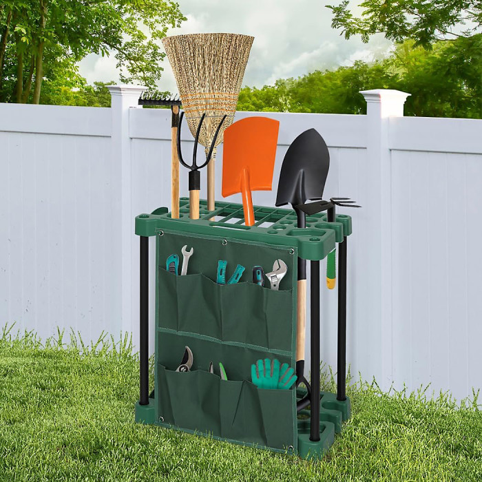 Rectangular Tool Storage Rack for Garage & Garden, Organizes Up to 40 Tools with Slots