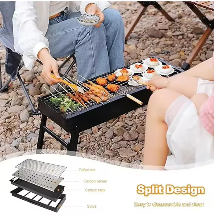 Portable Folding Charcoal BBQ Grill Compact Barbecue for Patio Camping Hiking and Picnics Lightweight Outdoor Cooking Tool