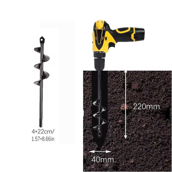 4cm x 22cm Garden Auger Spiral Drill Bit for Planting Heavy-Duty Bulb Planter Attachment for 3/8Inch Drill Ideal for Seedlings