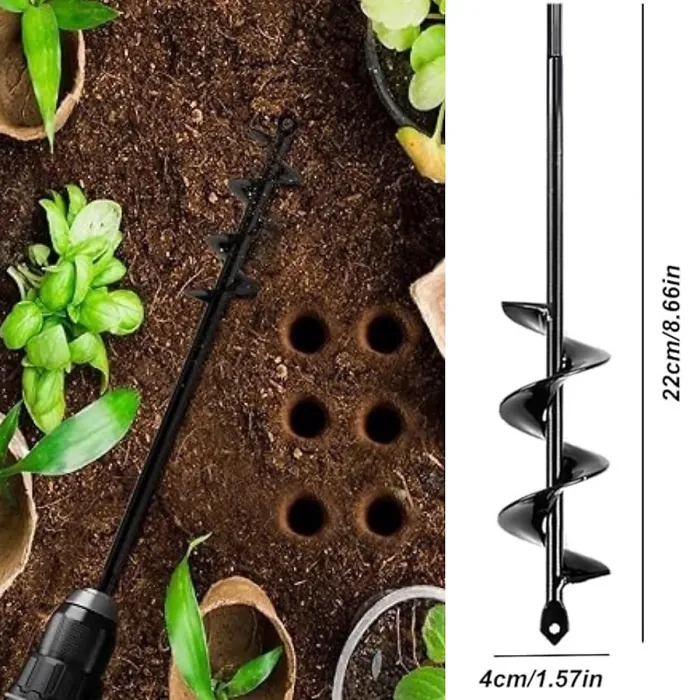 4cm x 22cm Garden Auger Spiral Drill Bit for Planting Heavy-Duty Bulb Planter Attachment for 3/8Inch Drill Ideal for Seedlings