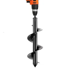 Garden Auger Drill Bit for Planting 8cm x 25cm Spiral Hole Digger for Bulbs Shrubs & Soil Mixing Heavy-Duty Steel Auger Tool
