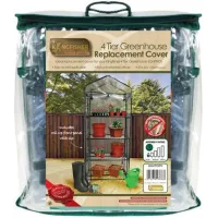 Replacement PVC Cover for 4 Tier Greenhouse Clear Waterproof Spare Sheeting with Zipped Roll-Up Door Heavy-Duty