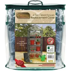 Spare PVC Cover for 4 Tier Greenhouse Transparent Replacement Sheeting with Zippered Door Weatherproof Mini Greenhouse