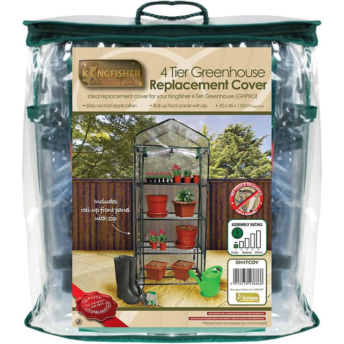 Spare PVC Cover for 4 Tier Greenhouse Transparent Replacement Sheeting with Zippered Door Weatherproof Mini Greenhouse