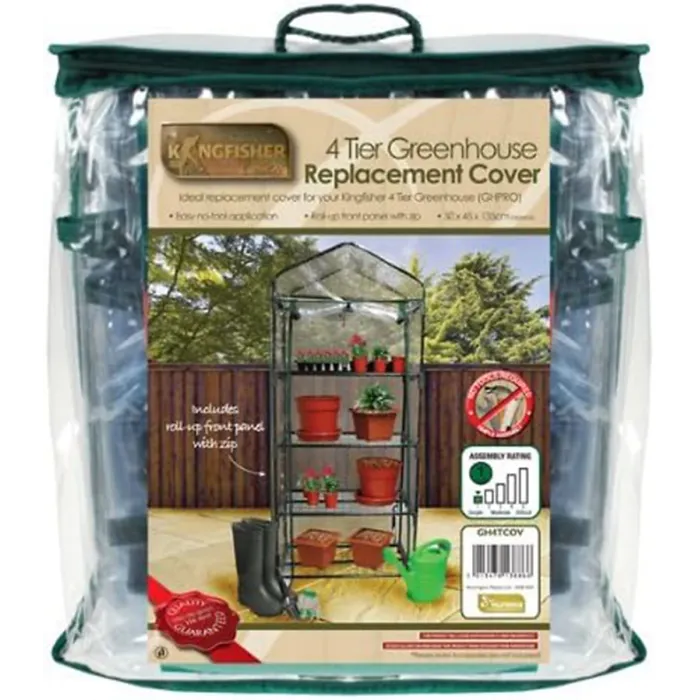 Spare PVC Cover for 4 Tier Greenhouse Transparent Replacement Sheeting with Zippered Door Weatherproof Mini Greenhouse