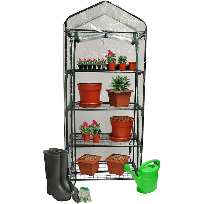 Spare PVC Cover for 4 Tier Greenhouse Transparent Replacement Sheeting with Zippered Door Weatherproof Mini Greenhouse