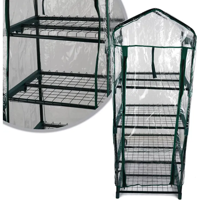 Compact 4 Tier Greenhouse with Transparent Cover Mini Vertical Greenhouse for Patio Balcony or Garden Plant Shelves