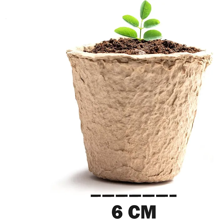 KEPLIN 96 Piece Round Biodegradable Organic Fibre Seedling Pots for Plant Cultivation Compostable Container