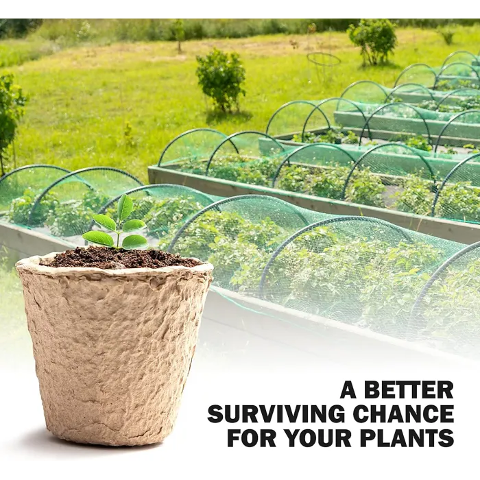 KEPLIN 96 Piece Round Biodegradable Organic Fibre Seedling Pots for Plant Cultivation Compostable Container