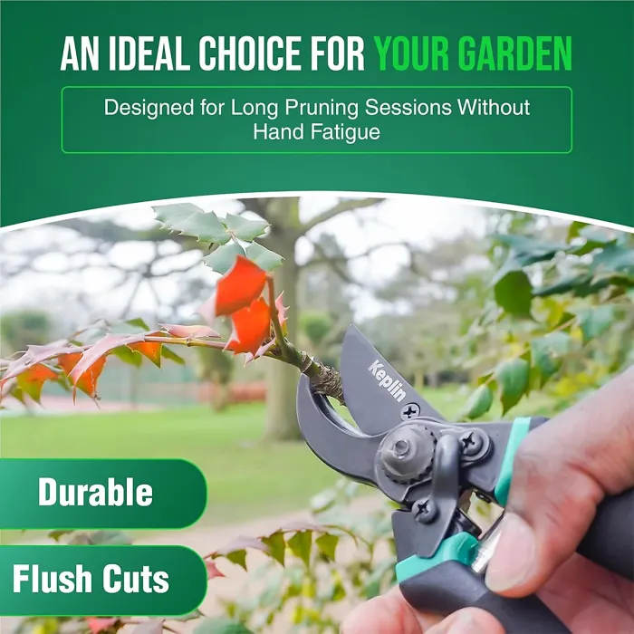 Keplin Garden Secateurs Titanium Steel Blades, Drop Forged Aluminum Handles, Non-Slip Grip Heavy Duty Pruning Shears