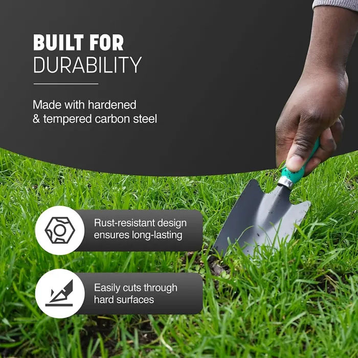 Keplin 3pc Garden Tool Set Carbon Steel Blades & PP Handles Includes Trowel, Transplanting Trowel & Fork Durable & Weatherproof