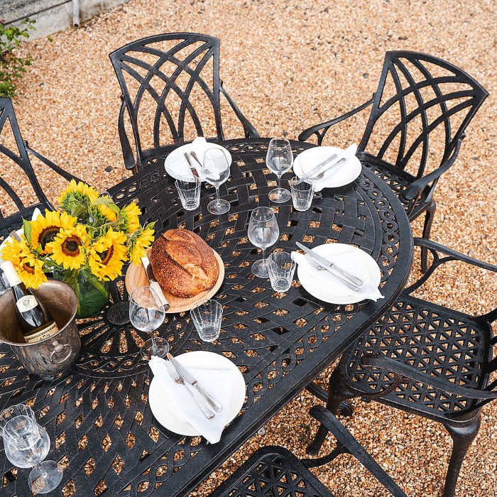 Lazy Susan Catherine Antique Bronze 8 Seater Metal Garden Furniture set