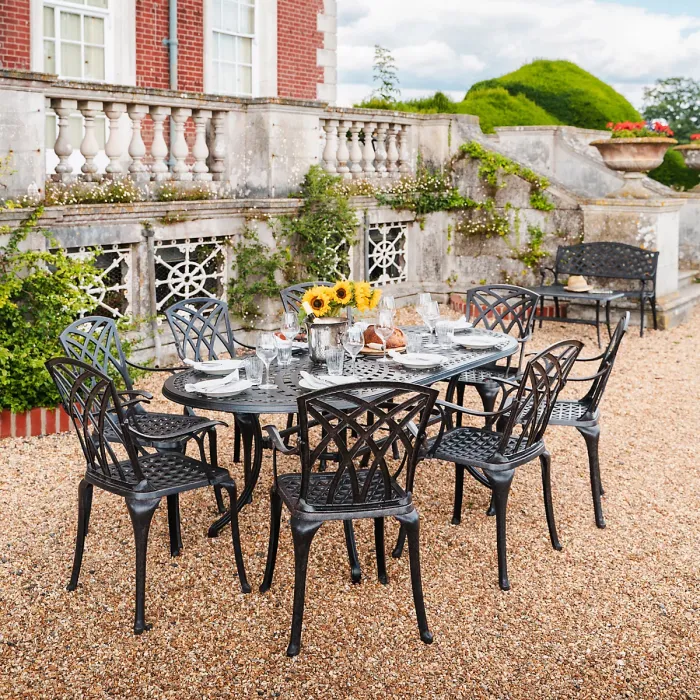 Lazy Susan Catherine Antique Bronze 8 Seater Metal Garden Furniture set