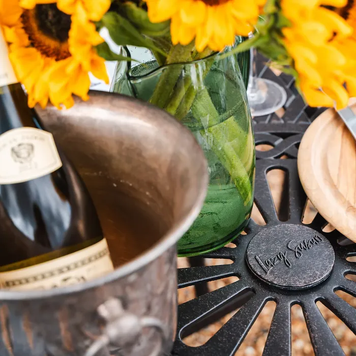 Lazy Susan Catherine Antique Bronze 8 Seater Metal Garden Furniture set