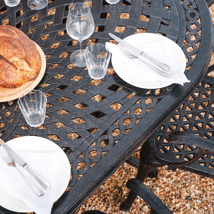 Lazy Susan Catherine Antique Bronze 8 Seater Metal Garden Furniture set