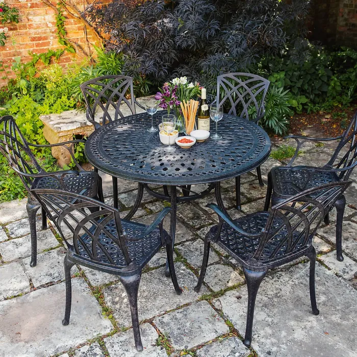 Lazy Susan Alice Antique Bronze 6 Seater Metal Garden Furniture set