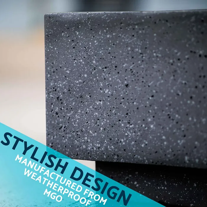 Square MgO Fire Pit with BBQ Grill, Safety Mesh Screen and Fire Poker - Dark Grey - DG193