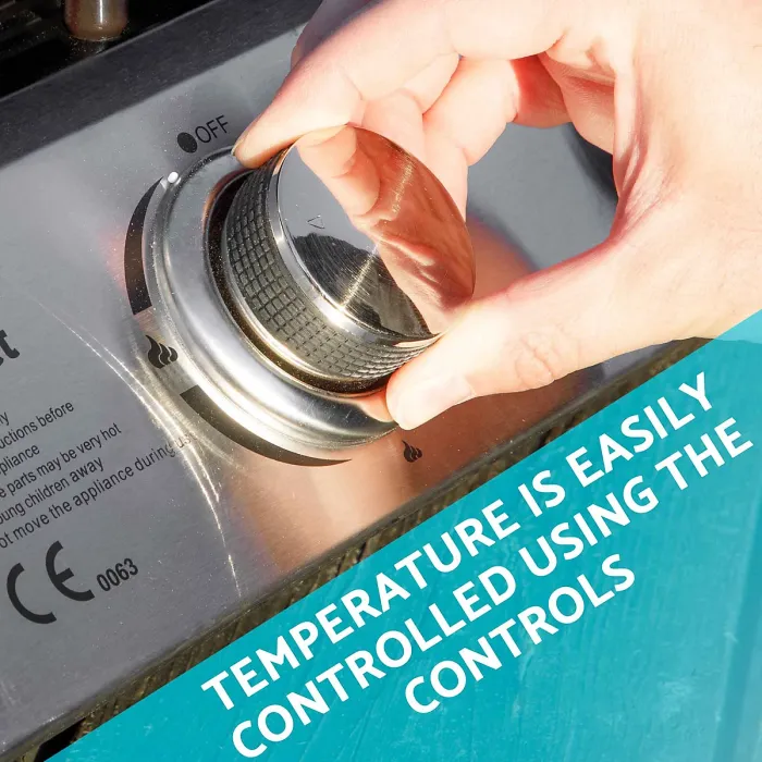 Dellonda 3 Burner Portable Gas Plancha 7.5kW Hot Plate BBQ, Cover, S/Steel