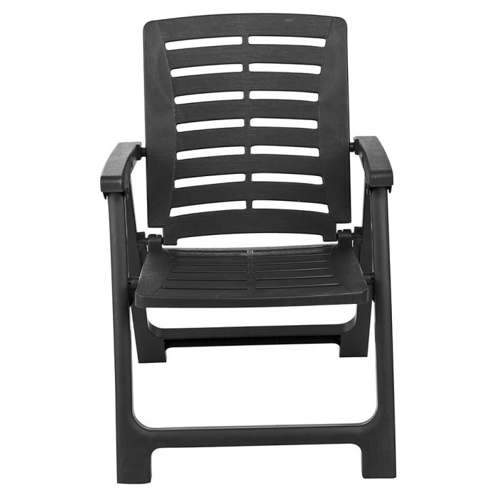 URBNGARDEN 72cm Height Table with 4 Chairs Outdoor Patio Garden Furniture Black Round Plastic Table and Folding Chairs Set