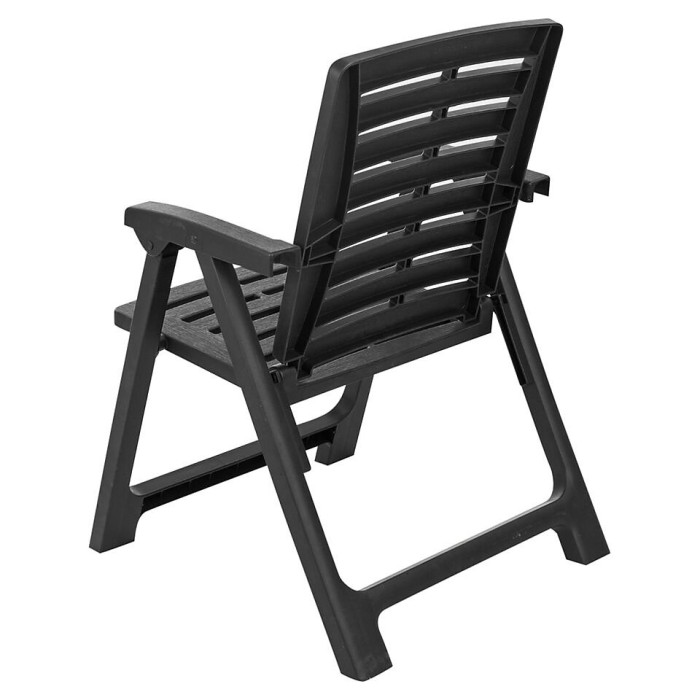 URBNGARDEN 72cm Height Table with 4 Chairs Outdoor Patio Garden Furniture Black Round Plastic Table and Folding Chairs Set