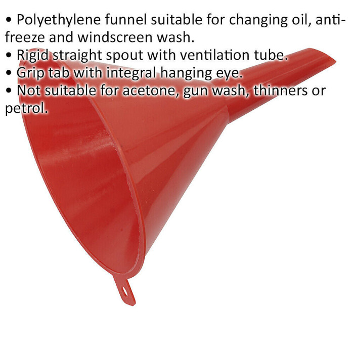 115mm Polyethylene Funnel with Fixed Spout and Ventilation Tube for Oil Changes