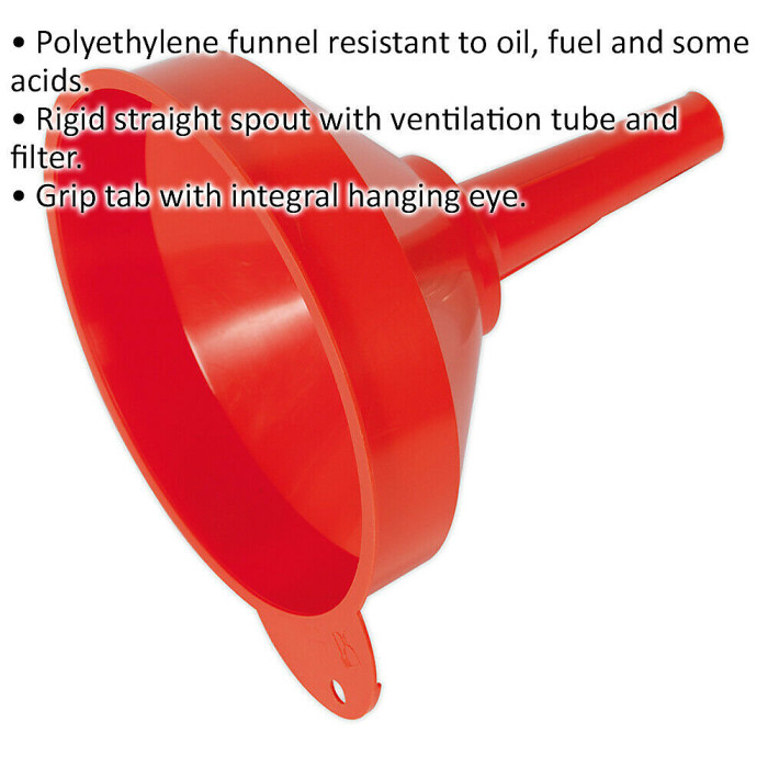 200mm Heavy-Duty Funnel with Fixed Spout and Filter for Efficient Liquid Transfer