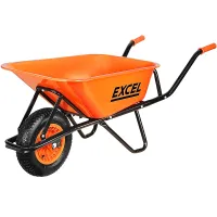 Excel 70L Wheelbarrow Garden Cart Heavy Duty, Galvanized Tray & Smooth-Gliding Pneumatic Wheel with Non-Slip Handles