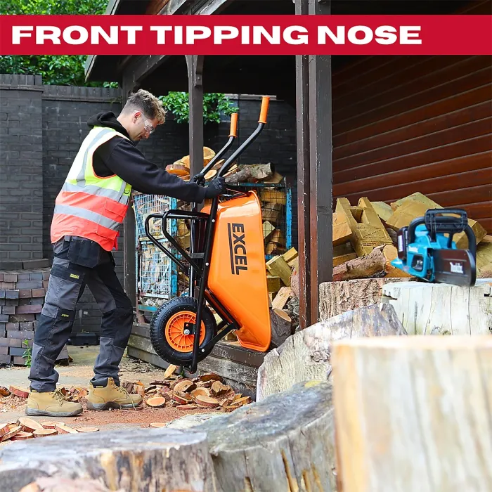 Excel 70L Wheelbarrow Garden Cart Heavy Duty, Galvanized Tray & Smooth-Gliding Pneumatic Wheel with Non-Slip Handles