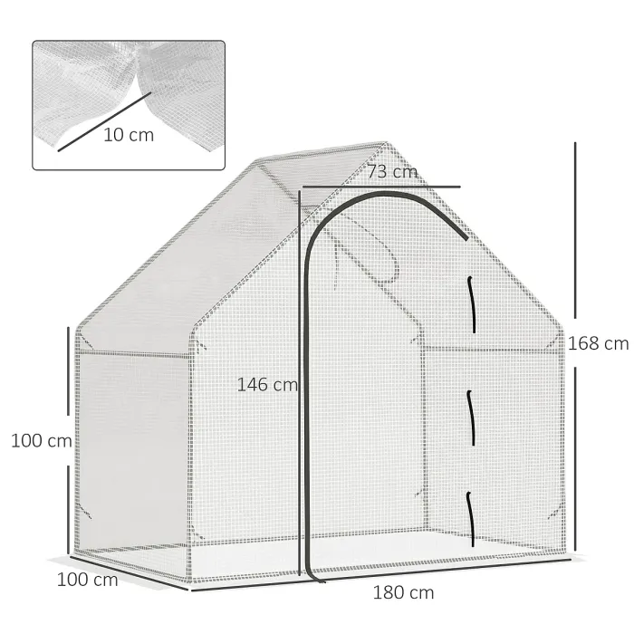 Outsunny Walk-In Portable Greenhouse Mini Grown House Steel Frame Window White