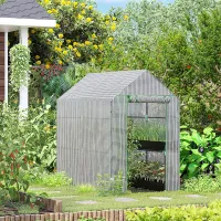 Outsunny Walk in Greenhouse w/Shelves Steeple Grow House 186x 120 x 190cm White