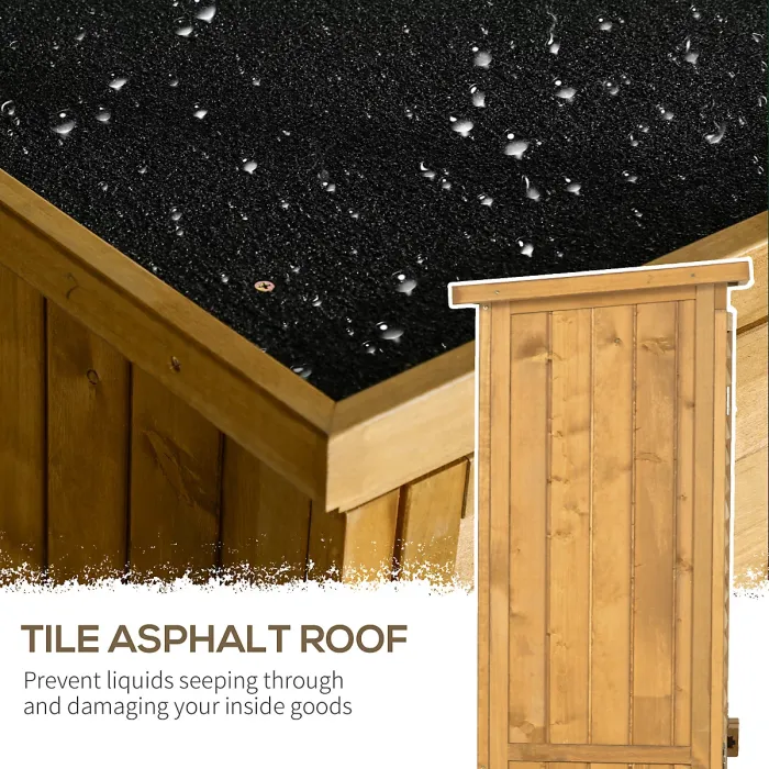 Outsunny Wooden Garden Storage Shed, 3 Shelves Tool Cabinet, Natural