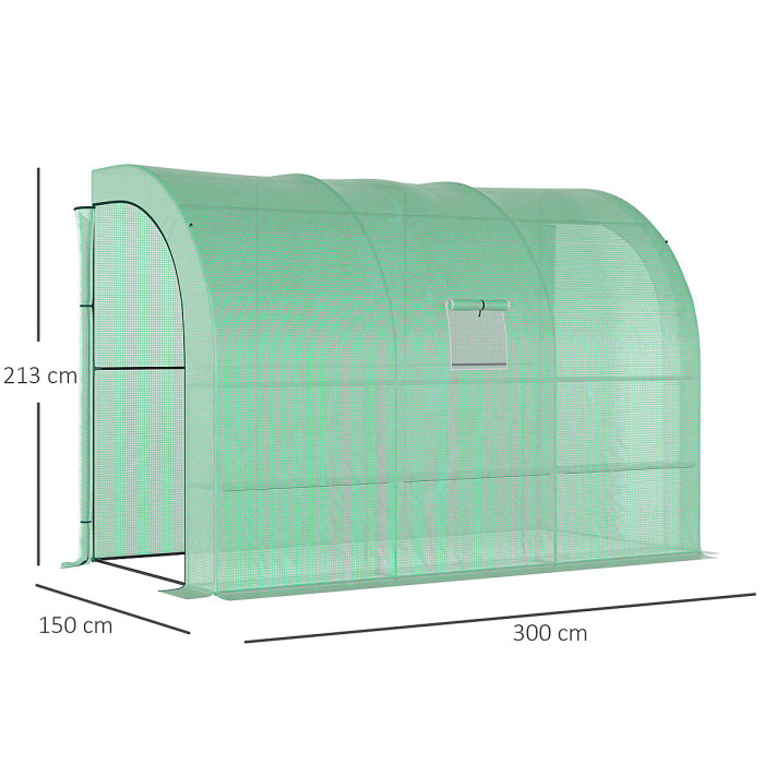 Outsunny Walk-In Tunnel Wall Greenhouse with Windows and Doors, 2 Tiers