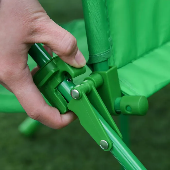 Outsunny Foldable Patio Kids Metal Picnic Table w/ Frog Umbrella Green 4-piece