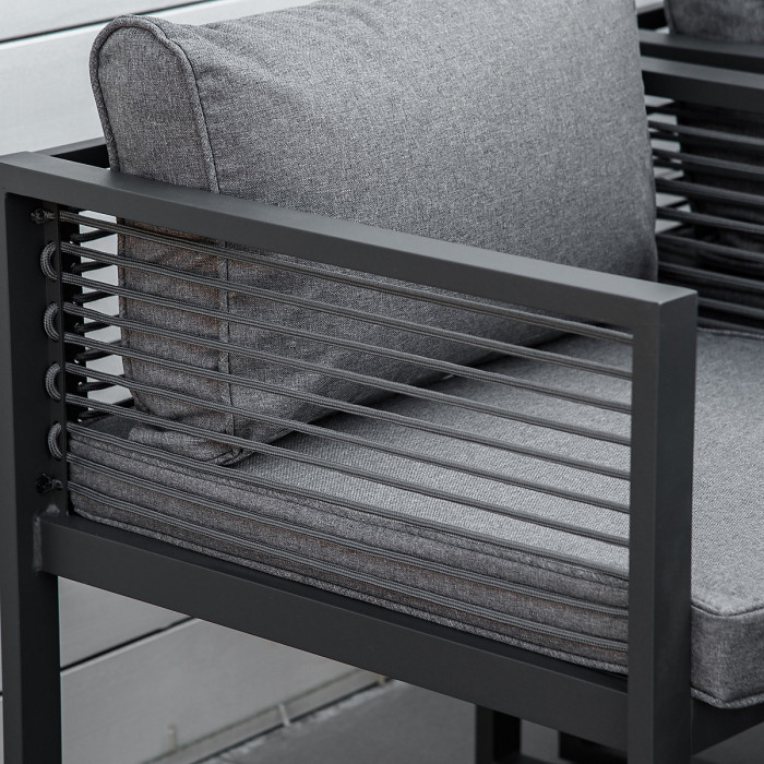 Outsunny 8 Seater Aluminium Garden Dining Cube Set w/ 4 Chairs 4 Footstools