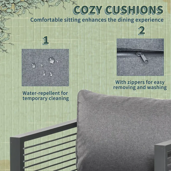 Outsunny 8 Seater Aluminium Garden Dining Cube Set w/ 4 Chairs 4 Footstools