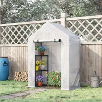 Outsunny Greenhouse for Outdoor, Portable Gardening Plant Grow House w/ Shelf