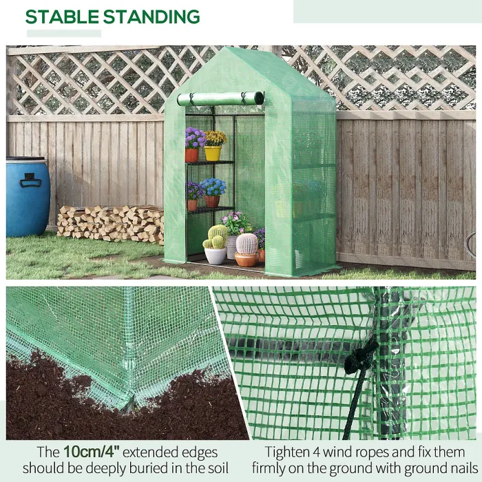Outsunny Greenhouse for Outdoor Portable Gardening Plant Grow House Green